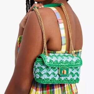 Evelyn Striped Crochet Raffia Small Shoulder Crossbody